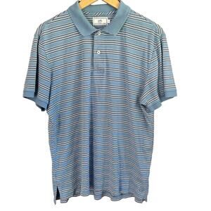 Southern Tide Mens Polo Shirt‎ Size L Blue Stripe Coastal Preppy Casual Pullover